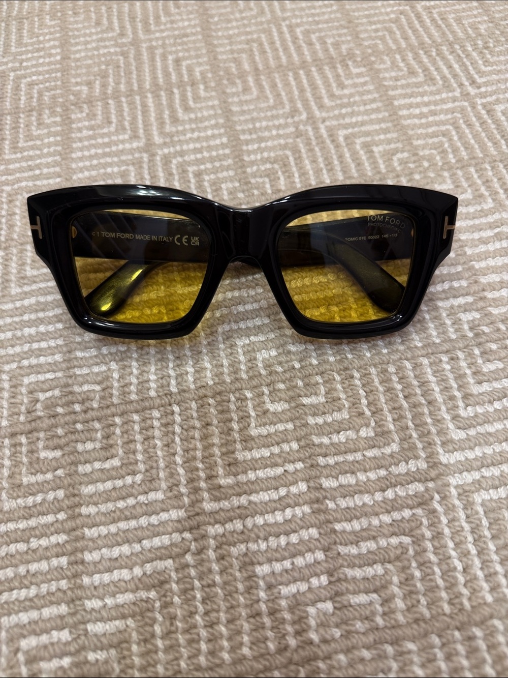 Tom Ford Black Frame Sunglasses with Yellow Lenses